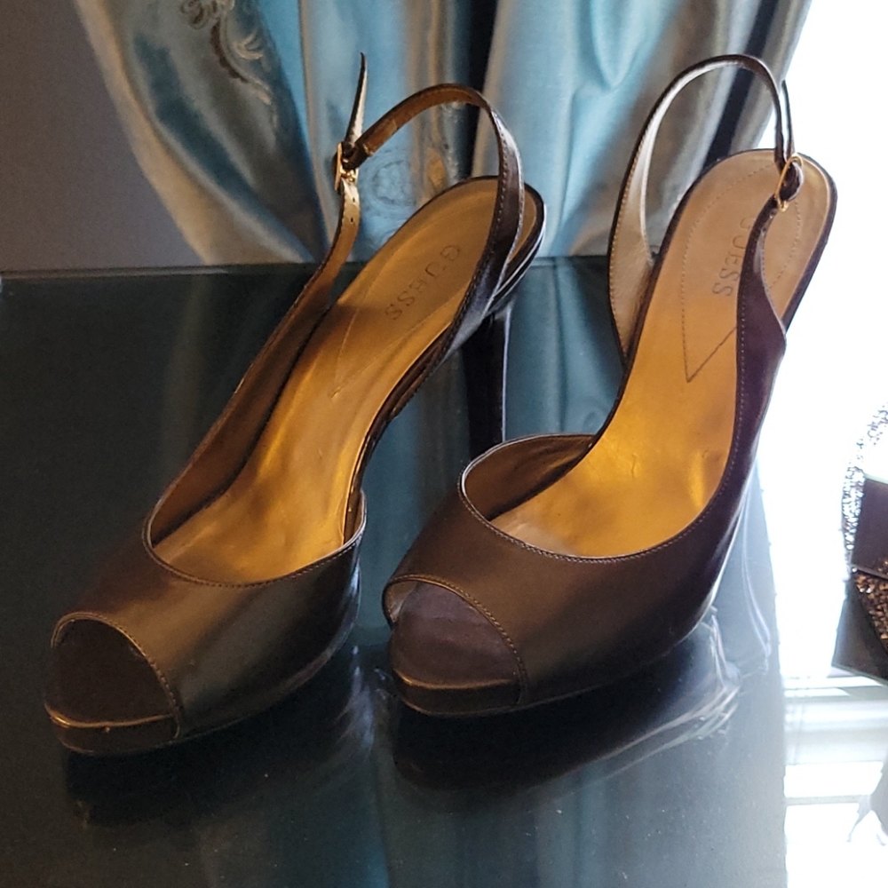 Guess metallic green sling back